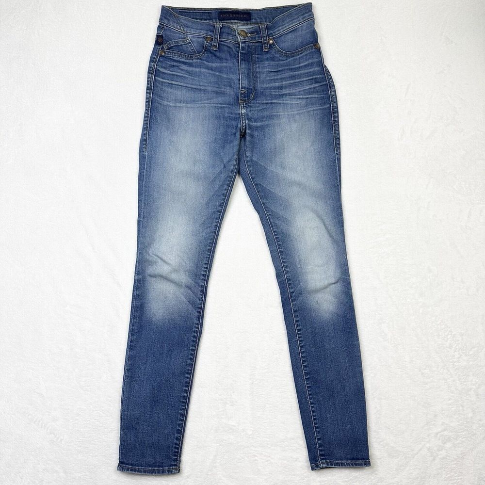 Rock & Republic Skinny Jeans Womens 28 Blue Fade Stretch Ankle Crop High‎ Waist